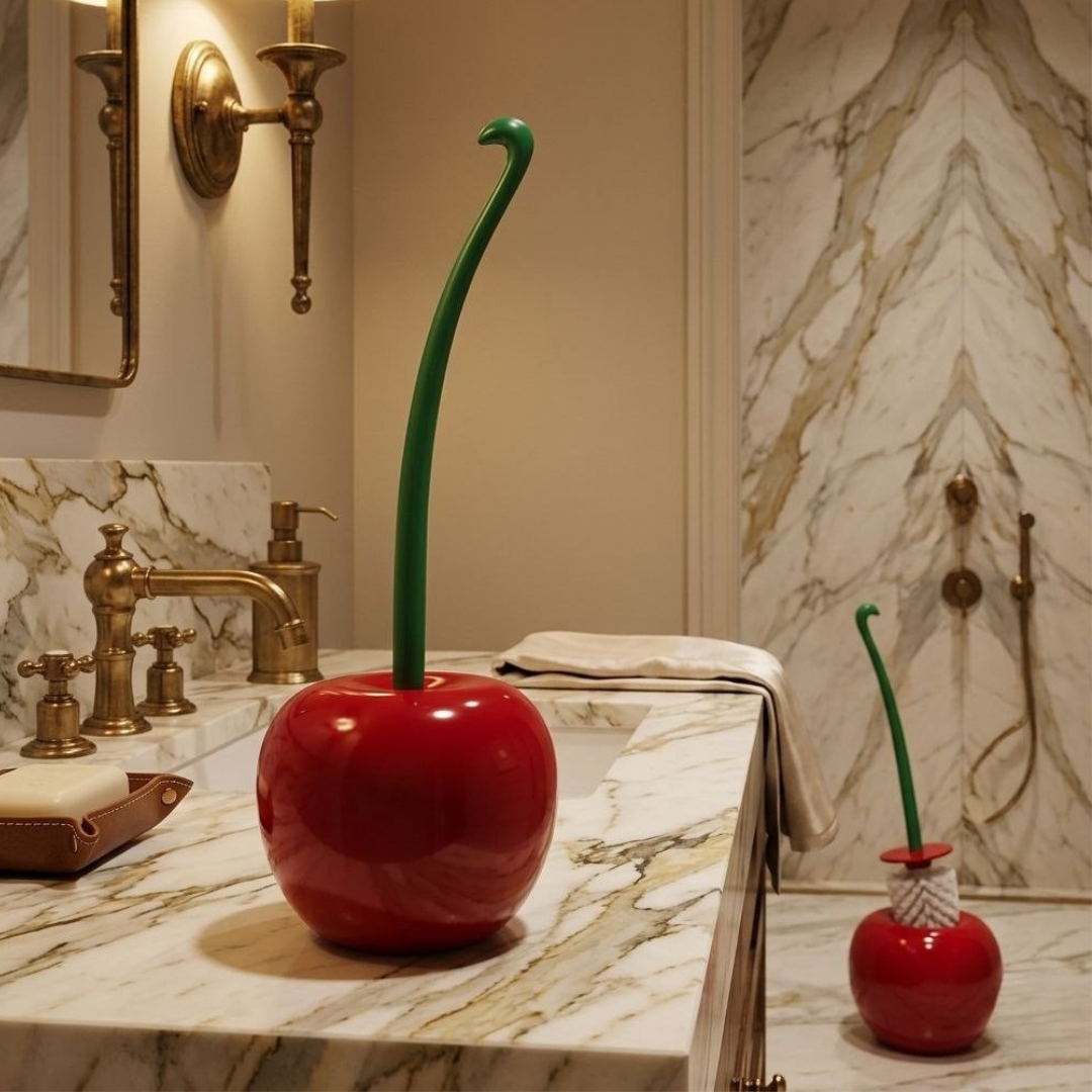 Cute Cherry Toilet Brush Holder – Aesthetic Bathroom Upgrade 🍒