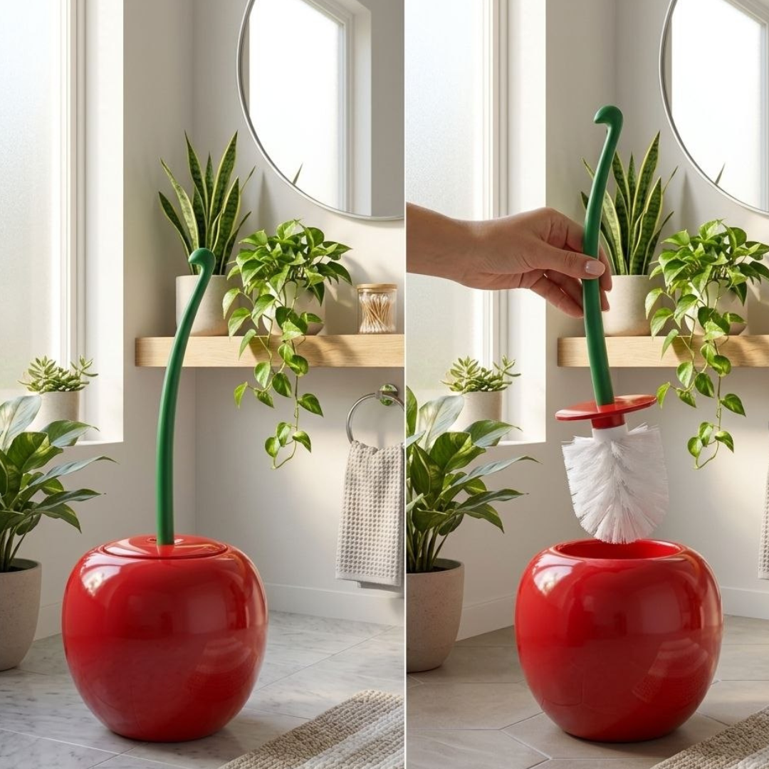 Cute Cherry Toilet Brush Holder – Aesthetic Bathroom Upgrade 🍒