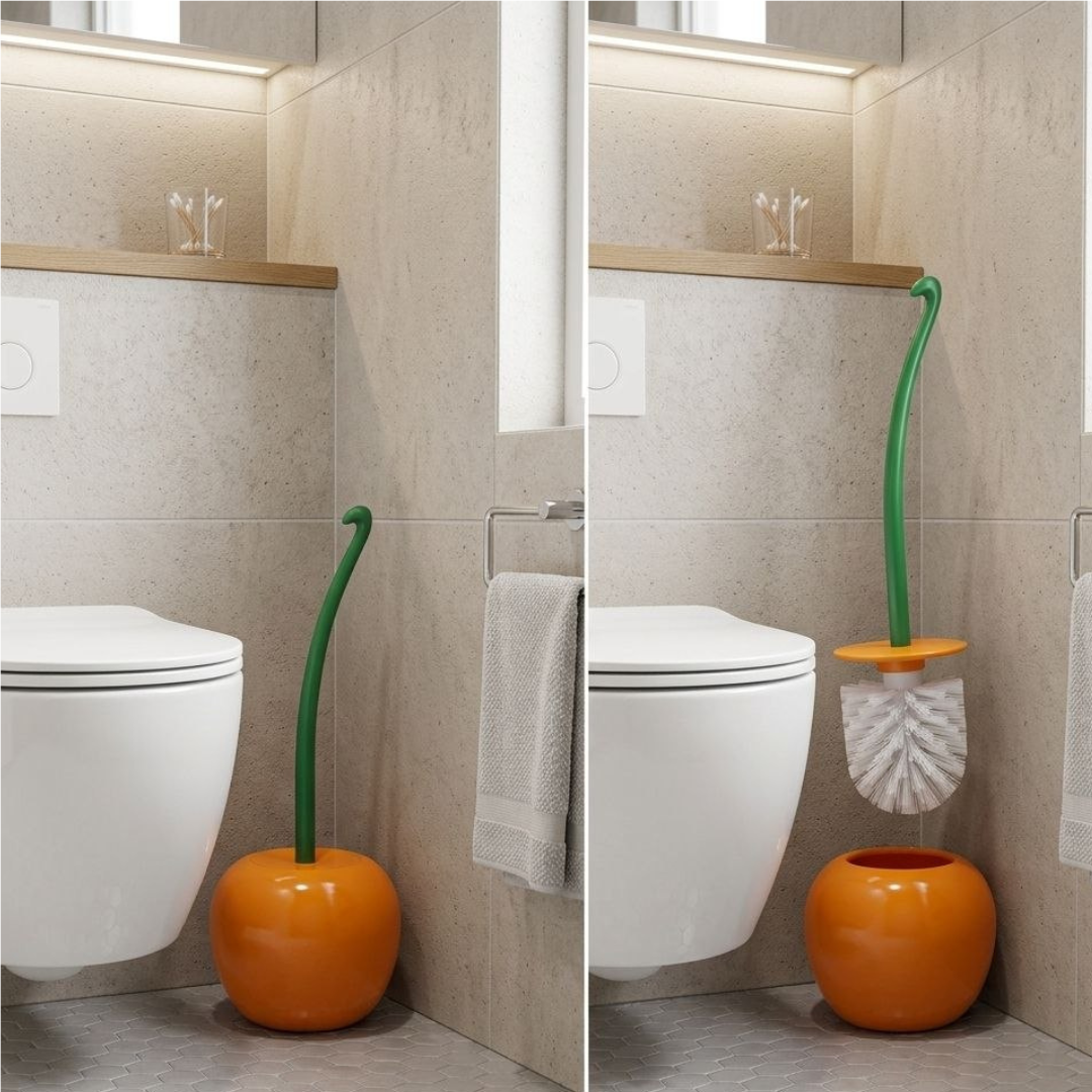 Cute Cherry Toilet Brush Holder – Aesthetic Bathroom Upgrade 🍒